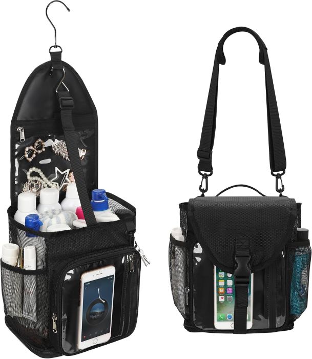 Ethereal Mesh Shower Caddy Bag with Waterproof Phone Pocket